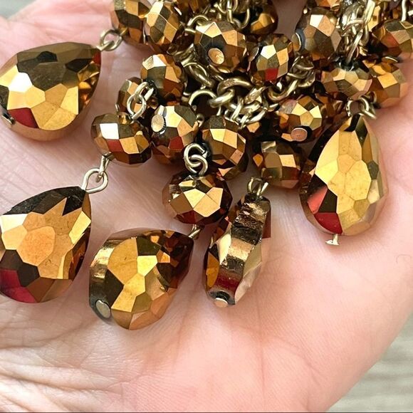 Copper tone beaded statement necklace and earrings set - Picture 11 of 13